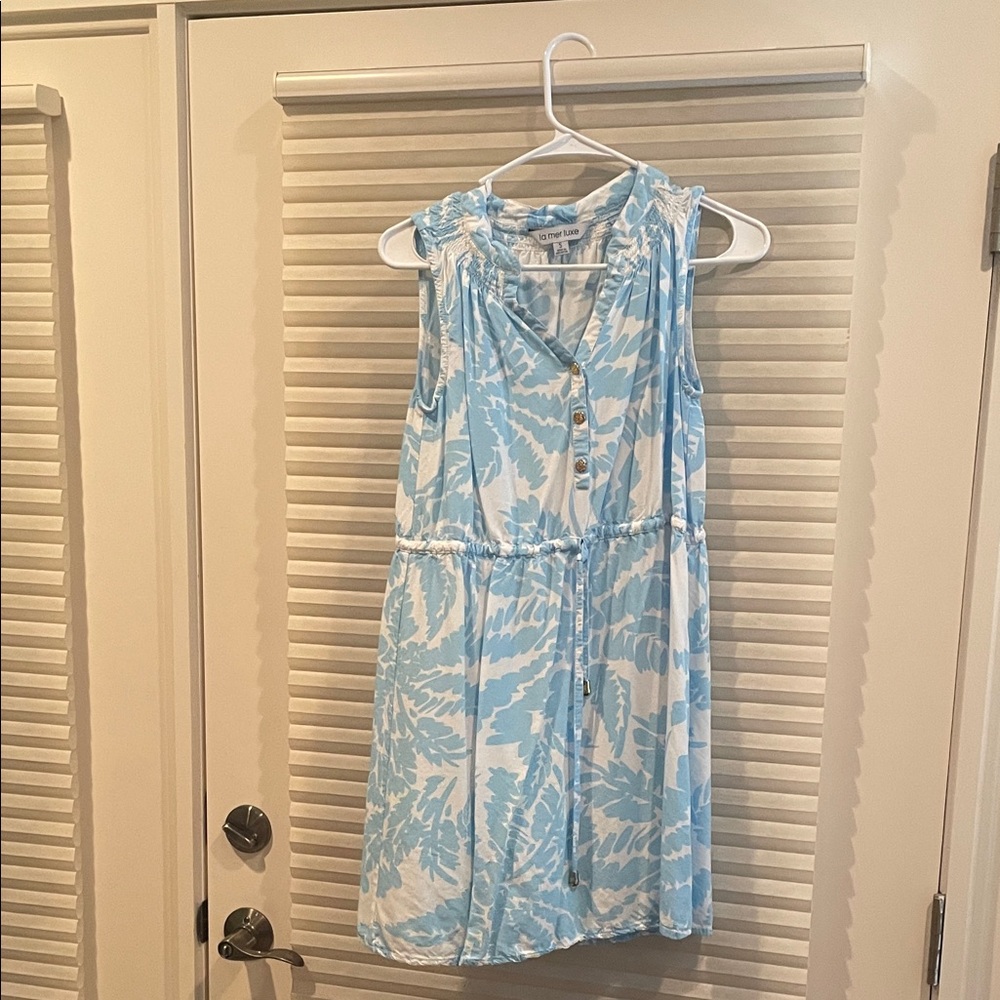 La Mer Blue and White Sleeveless Dress